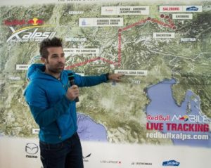 Hannes Arch speaks during the Red Bull X-Alps Route Launch in Salzburg, Austria on March 19th, 2015