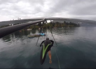 Ala delta, aproximación a toda velocidad.