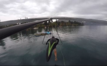 Ala delta, aproximación a toda velocidad.